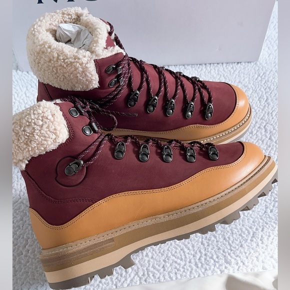 Moncler Peka Trek shearling-trimmed Suede & Leather Hiking Boots - Picture 2 of 16